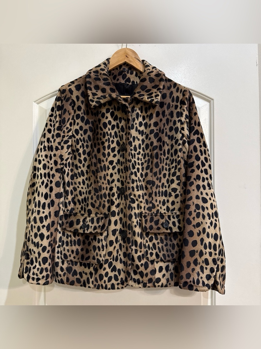 dennis basso Leopard Print Faux Fur Jacket - Tan & Black